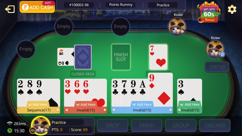 Practice Room Yono Rummy Game Online